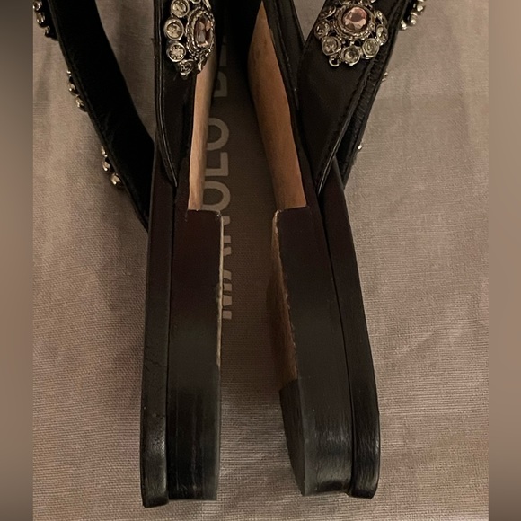Manolo Blahnik Black Embellished Sandals Sz 39 1/2. - Picture 7 of 11